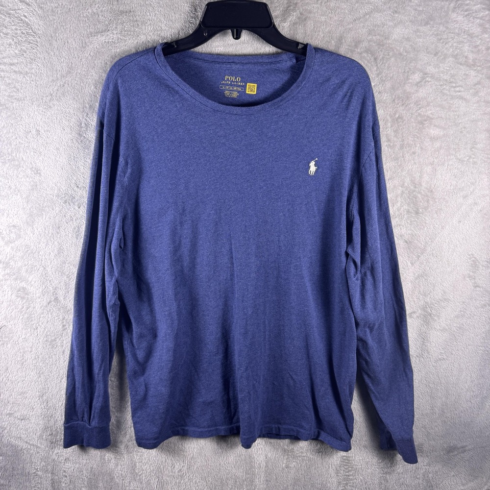 Polo Ralph Lauren Shirt Mens XL Blue Long Sleeve Logo Crewneck Cotton Tee